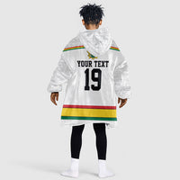 Custom World Football 2026 Ghana Kid Wearable Blanket Hoodie Black Star Adinkra Heritage White Version