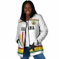 Custom World Football 2026 Ghana Padded Jacket Black Star Adinkra Heritage White Version
