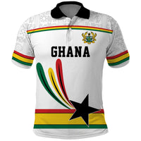Custom World Football 2026 Ghana Polo Shirt Black Star Adinkra Heritage White Version