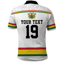Custom World Football 2026 Ghana Polo Shirt Black Star Adinkra Heritage White Version
