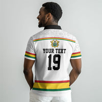 Custom World Football 2026 Ghana Polo Shirt Black Star Adinkra Heritage White Version LT19