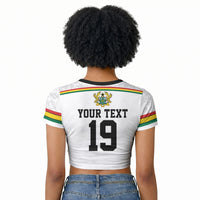 Custom World Football 2026 Ghana Raglan Cropped T shirt Black Star Adinkra Heritage White Version