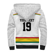 Custom World Football 2026 Ghana Sherpa Hoodie Black Star Adinkra Heritage White Version