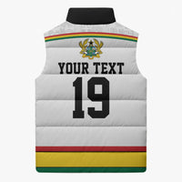 Custom World Football 2026 Ghana Sleeveless Puffer Jacket Black Star Adinkra Heritage White Version