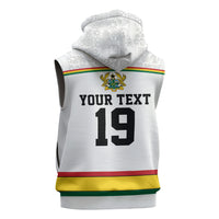 Custom World Football 2026 Ghana Sleeveless Zip Hoodie Black Star Adinkra Heritage White Version