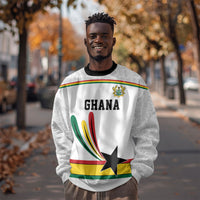 Custom World Football 2026 Ghana Sweatshirt Black Star Adinkra Heritage White Version