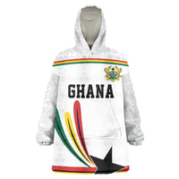 Custom World Football 2026 Ghana Wearable Blanket Hoodie Black Star Adinkra Heritage White Version