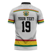 Custom World Football 2026 Ghana Zipper Polo Shirt Black Star Adinkra Heritage White Version