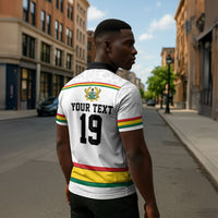 Custom World Football 2026 Ghana Zipper Polo Shirt Black Star Adinkra Heritage White Version