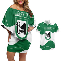Personalized Italy Marche Couples Matching Off Shoulder Short Dress and Hawaiian Shirt Flag Style LT19