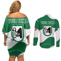 Personalized Italy Marche Couples Matching Off Shoulder Short Dress and Long Sleeve Button Shirt Flag Style LT19
