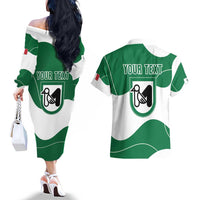 Personalized Italy Marche Couples Matching Off The Shoulder Long Sleeve Dress and Hawaiian Shirt Flag Style LT19