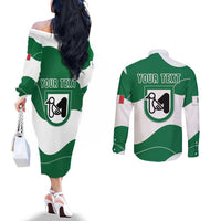 Personalized Italy Marche Couples Matching Off The Shoulder Long Sleeve Dress and Long Sleeve Button Shirt Flag Style LT19