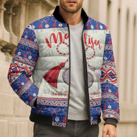 Personalized Moldova Christmas Bomber Puffer Jacket Martisor Moldova Traditional - Wonder Print Shop