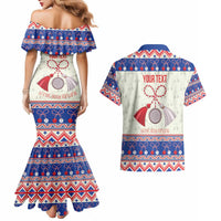 Personalized Moldova Christmas Couples Matching Mermaid Dress and Hawaiian Shirt Martisor Moldova Traditional - Wonder Print Shop