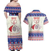 Personalized Moldova Christmas Couples Matching Off Shoulder Maxi Dress and Hawaiian Shirt Martisor Moldova Traditional - Wonder Print Shop