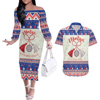 Personalized Moldova Christmas Couples Matching Off The Shoulder Long Sleeve Dress and Hawaiian Shirt Martisor Moldova Traditional - Wonder Print Shop