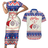 Personalized Moldova Christmas Couples Matching Short Sleeve Bodycon Dress and Hawaiian Shirt Martisor Moldova Traditional - Wonder Print Shop
