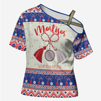 Personalized Moldova Christmas Cross Shoulder Shirt Martisor Moldova Traditional - Wonder Print Shop
