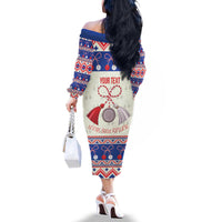 Personalized Moldova Christmas Family Matching Off The Shoulder Long Sleeve Dress and Hawaiian Shirt Martisor Moldova Traditional - Wonder Print Shop