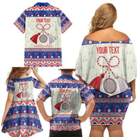 Personalized Moldova Christmas Family Matching Off Shoulder Short Dress and Hawaiian Shirt Martisor Moldova Traditional - Wonder Print Shop
