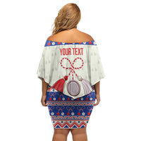 Personalized Moldova Christmas Family Matching Off Shoulder Short Dress and Hawaiian Shirt Martisor Moldova Traditional - Wonder Print Shop