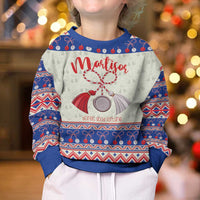 Personalized Moldova Christmas Kid Ugly Christmas Sweater Martisor Moldova Traditional - Wonder Print Shop
