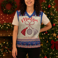 Personalized Moldova Christmas Knitted V-Neck Vest Martisor Moldova Traditional - Wonder Print Shop