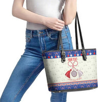 Personalized Moldova Christmas Leather Tote Bag Martisor Moldova Traditional - Wonder Print Shop