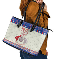 Personalized Moldova Christmas Leather Tote Bag Martisor Moldova Traditional - Wonder Print Shop