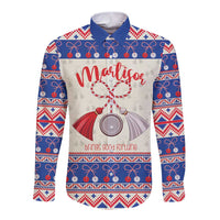 Personalized Moldova Christmas Long Sleeve Button Shirt Martisor Moldova Traditional - Wonder Print Shop