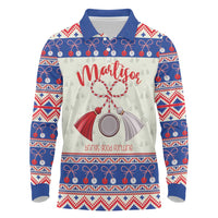 Personalized Moldova Christmas Long Sleeve Polo Shirt Martisor Moldova Traditional - Wonder Print Shop