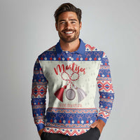 Personalized Moldova Christmas Long Sleeve Polo Shirt Martisor Moldova Traditional - Wonder Print Shop