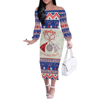 Personalized Moldova Christmas Off The Shoulder Long Sleeve Dress Martisor Moldova Traditional - Wonder Print Shop