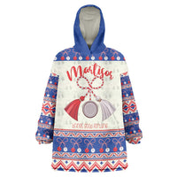 Personalized Moldova Christmas Wearable Blanket Hoodie Martisor Moldova Traditional - Wonder Print Shop