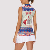 Personalized Moldova Christmas Women Sleeveless Polo Shirt Martisor Moldova Traditional - Wonder Print Shop