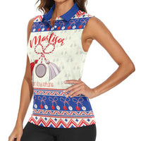 Personalized Moldova Christmas Women Sleeveless Polo Shirt Martisor Moldova Traditional - Wonder Print Shop
