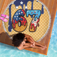 American Flag Ice Cream Drip Beach Blanket 67 Meme Gen Alpha Slang Tee - Wonder Print Shop