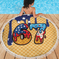 American Flag Ice Cream Drip Beach Blanket 67 Meme Gen Alpha Slang Tee - Wonder Print Shop
