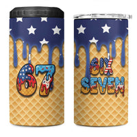 American Flag Ice Cream Drip 4 in 1 Can Cooler Tumbler 67 Meme Gen Alpha Slang Tee - Wonder Print Shop