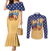 American Flag Ice Cream Drip Couples Matching Mermaid Dress and Long Sleeve Button Shirt 67 Meme Gen Alpha Slang Tee - Wonder Print Shop
