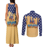 American Flag Ice Cream Drip Couples Matching Tank Maxi Dress and Long Sleeve Button Shirt 67 Meme Gen Alpha Slang Tee - Wonder Print Shop