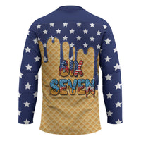 American Flag Ice Cream Drip Hockey Jersey 67 Meme Gen Alpha Slang Tee - Wonder Print Shop