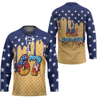 American Flag Ice Cream Drip Hockey Jersey 67 Meme Gen Alpha Slang Tee - Wonder Print Shop