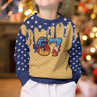 American Flag Ice Cream Drip Kid Ugly Christmas Sweater 67 Meme Gen Alpha Slang Tee - Wonder Print Shop