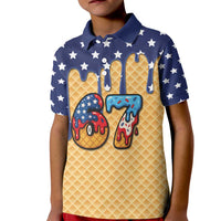 American Flag Ice Cream Drip Kid Polo Shirt 67 Meme Gen Alpha Slang Tee - Wonder Print Shop