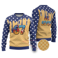 American Flag Ice Cream Drip Ugly Christmas Sweater 67 Meme Gen Alpha Slang Tee - Wonder Print Shop