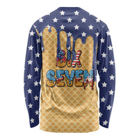 American Flag Ice Cream Drip Long Sleeve Shirt 67 Meme Gen Alpha Slang Tee - Wonder Print Shop