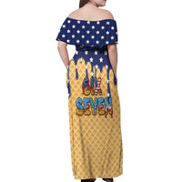 American Flag Ice Cream Drip Off Shoulder Maxi Dress 67 Meme Gen Alpha Slang Tee - Wonder Print Shop