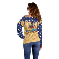 American Flag Ice Cream Drip Off Shoulder Sweater 67 Meme Gen Alpha Slang Tee - Wonder Print Shop